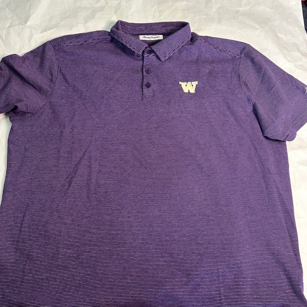 Tommy Bahama University of Washington Huskies Polo Golf Shirt Purple Stretch XXL